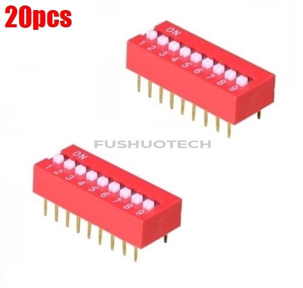 20pcs 9-bit 9 position ways slide type 2.54mm pitch dip switch red new ic rs *m