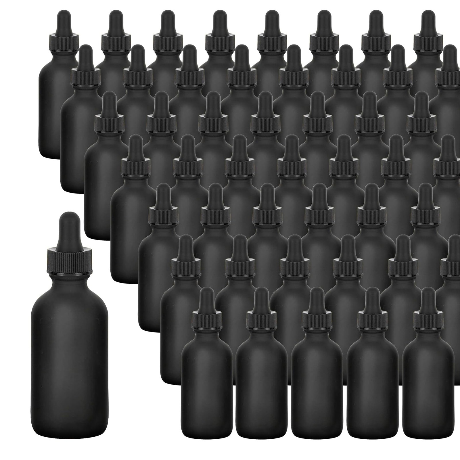 48 Pack 1oz Frosted Black Glass Dropper Bottles, Eye Dropper Bottles with Gla...