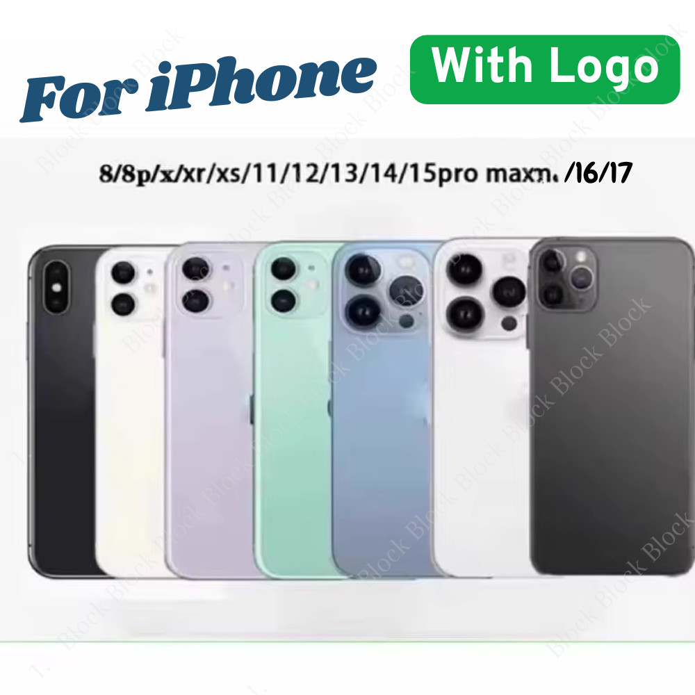 Back Glass replacement With Logo For iPhone 16 11 12 13 14 15 16 17 X Rear Cover