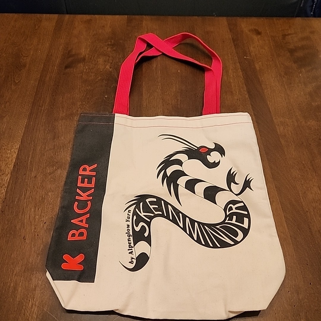 Alpenglow Yarn Skeinminder Dragon K Backer Canvas Tote Bag