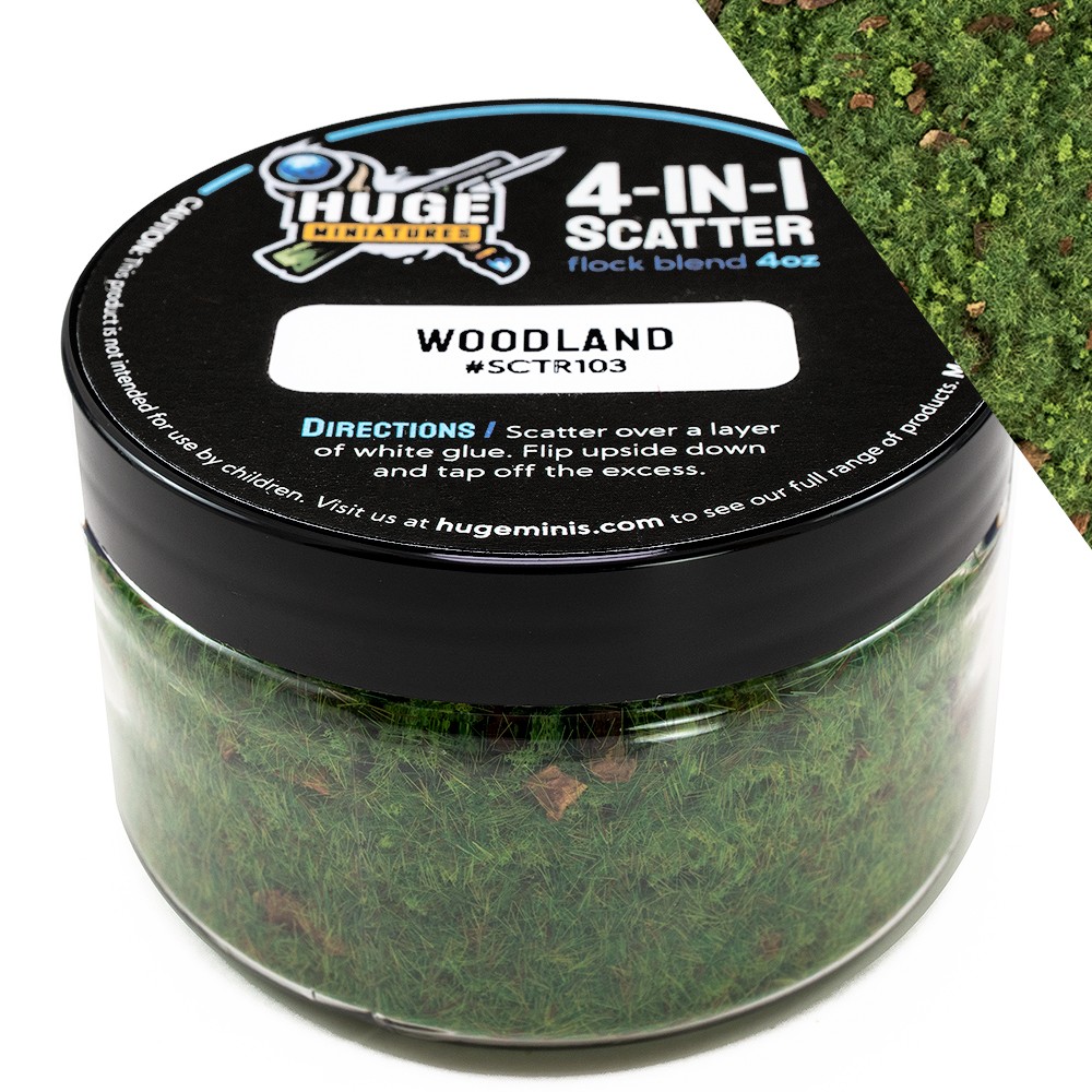 Huge Miniatures 4-in-1 Scatter, Woodland Scenic for Basing and Diorama – 4oz Jar