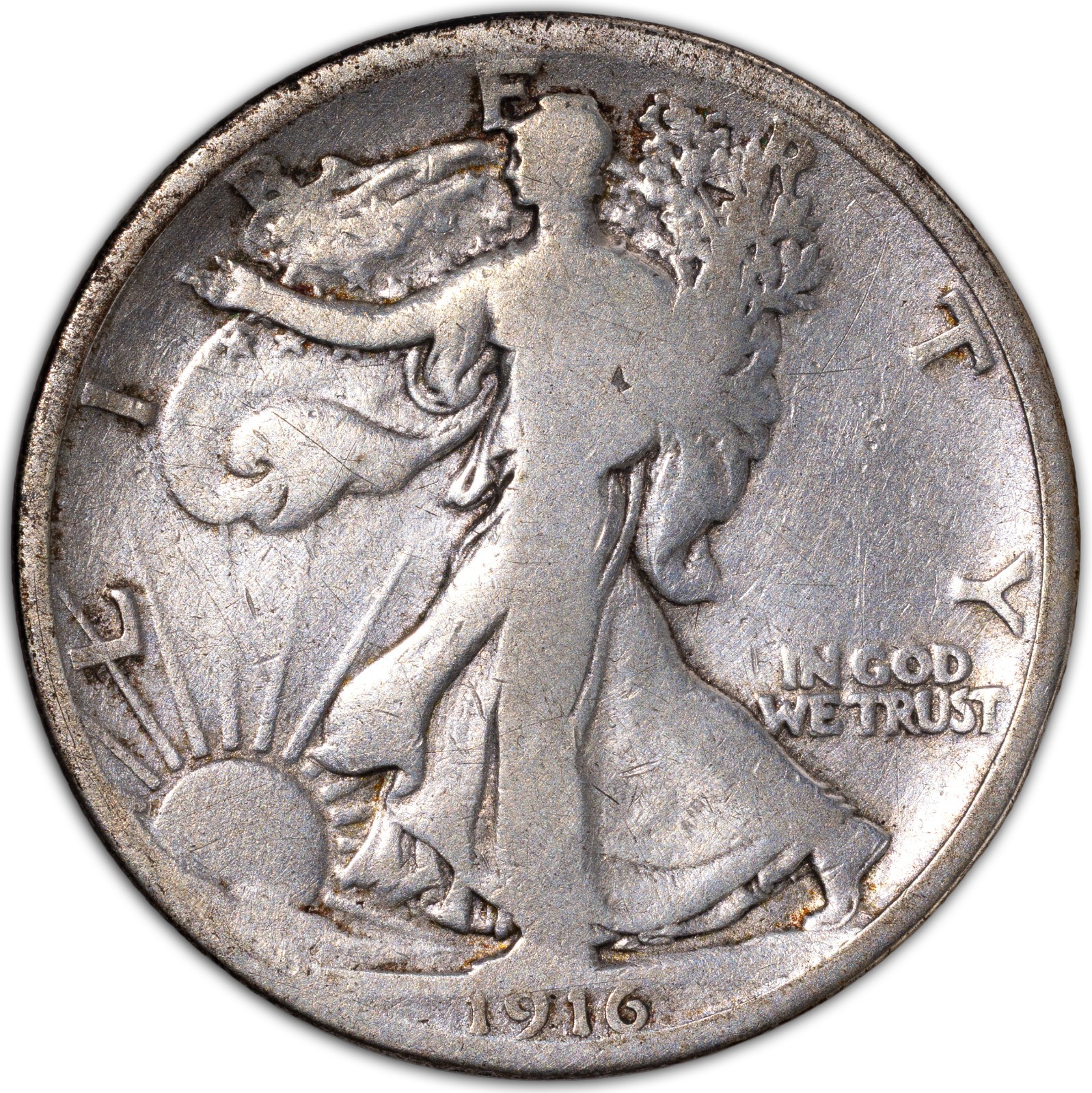 1916-P Philadelphia Walking Liberty Half Dollar 50C VG+ Very Good Details