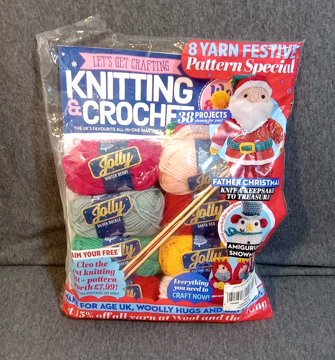 Knitting Magazine Yarn Kit Multicolor Christmas Themed Patterns Father Xmas