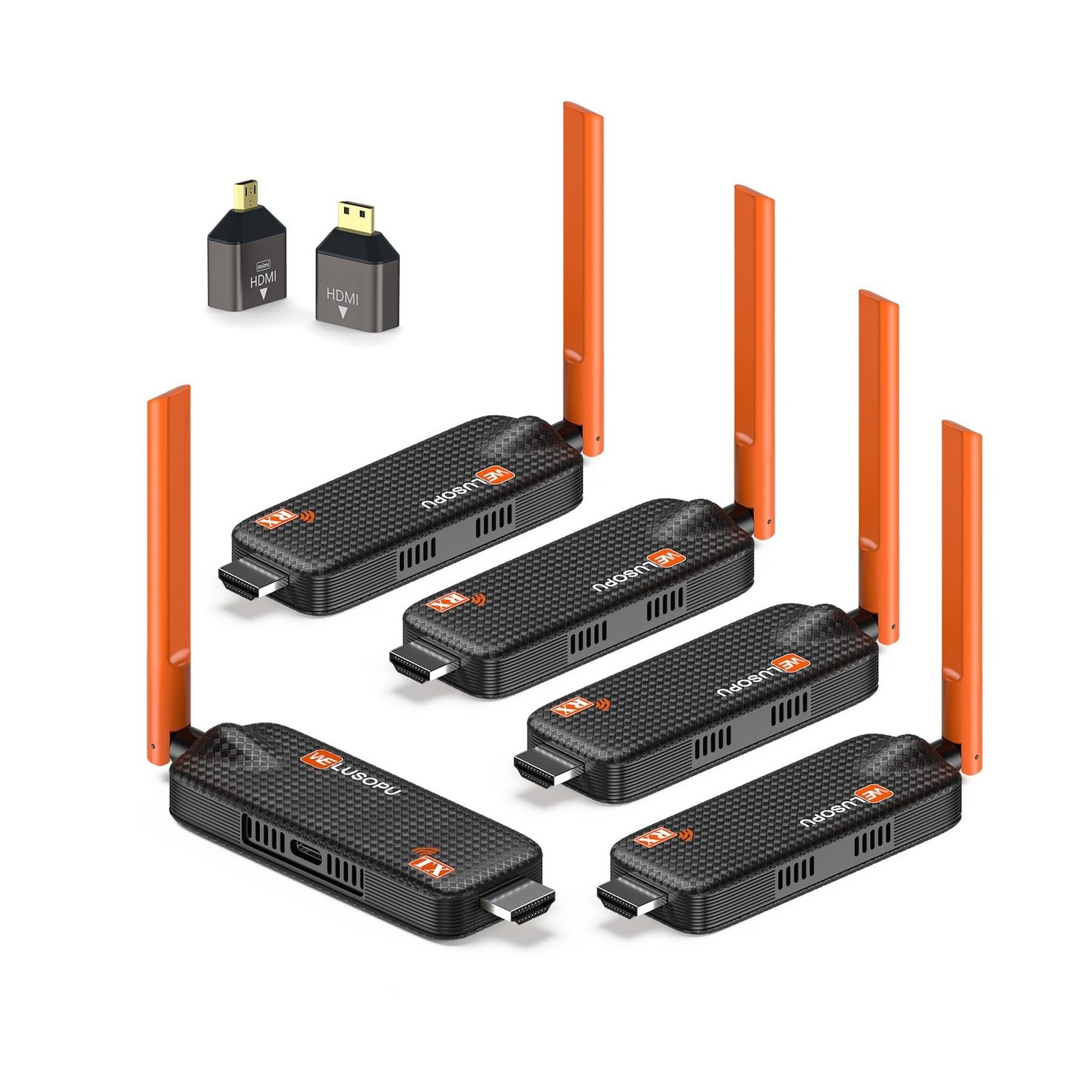 Wireless HDMI Transmitter and 4 Receivers, Support Up to 6 Receivers, 5.8G HD...