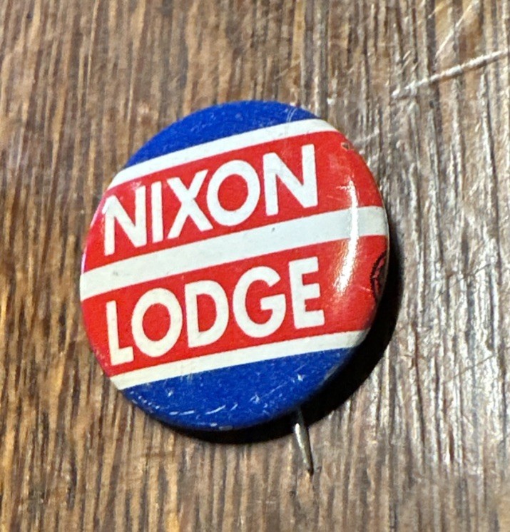 Vintage 1960 Nixon Lodge Lapel Pinback Button Presidential Campaign Election