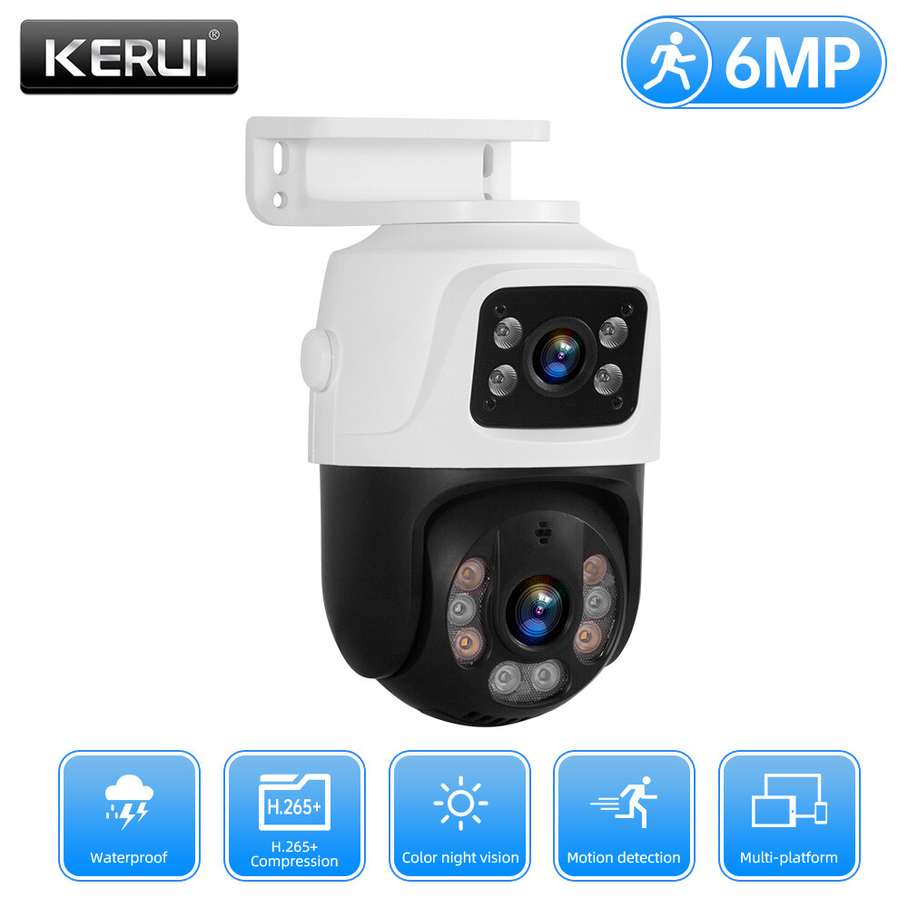 Smart POE 6MP Dual Lens IP Camera 2-Way Audio Motion Tracking Security Cam