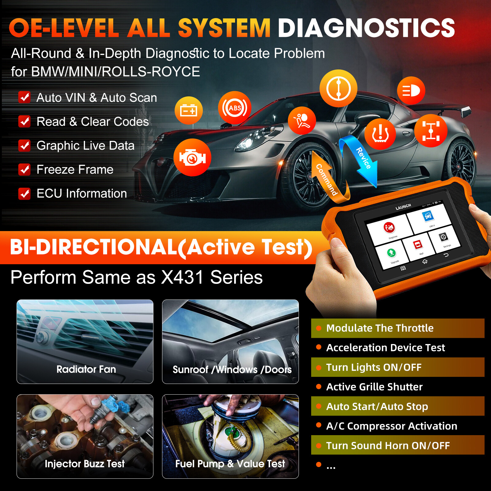 LAUNCH Elite 2.0 PRO for GM Bidirectional OBD2 Scanner Car Diagnostic ECU Coding