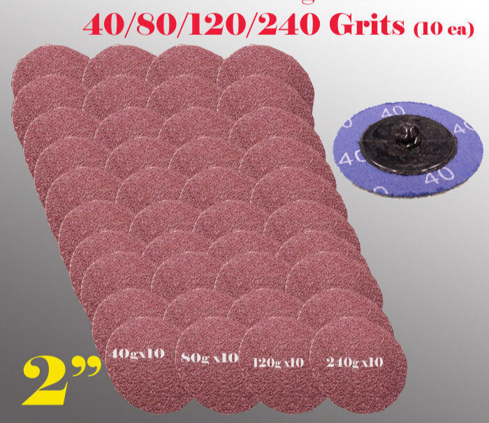 40x Mix 40/80/120/240 Grits 2" for  Type R Sanding Abrasive Disc Roll Lock