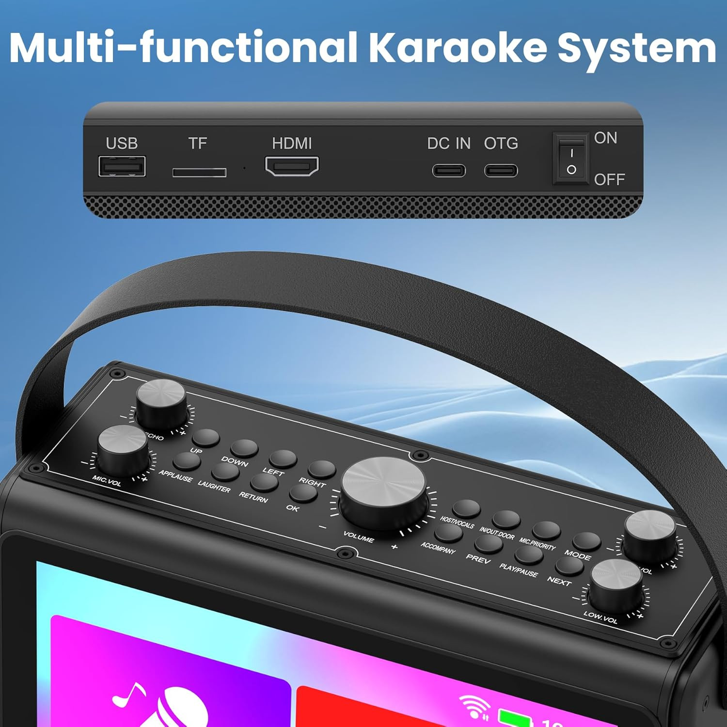 Portable Karaoke Machine with 10.1" HD Screen & 2 Wireless Microphones