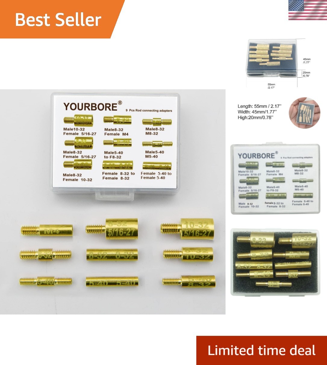 Copper Gun Cleaning Rod Adapters - 9 Piece Set for Optimal Maintenance