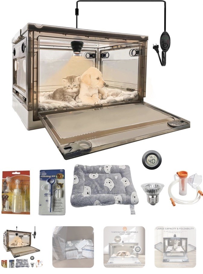 Incubator for Puppies with Heating Large Brooder Nursery Kitten Incubator, 55L