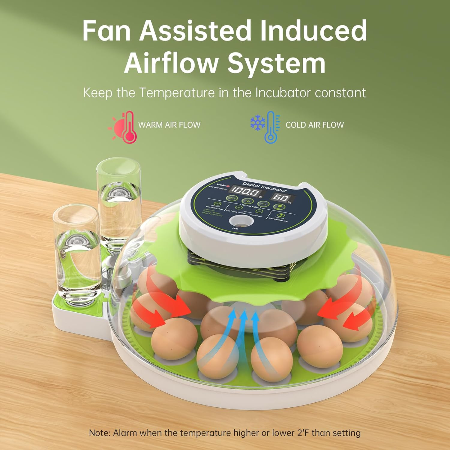 Egg Incubator with Automatic Egg Turning and Humidity Control, 18 Eggs Incubator