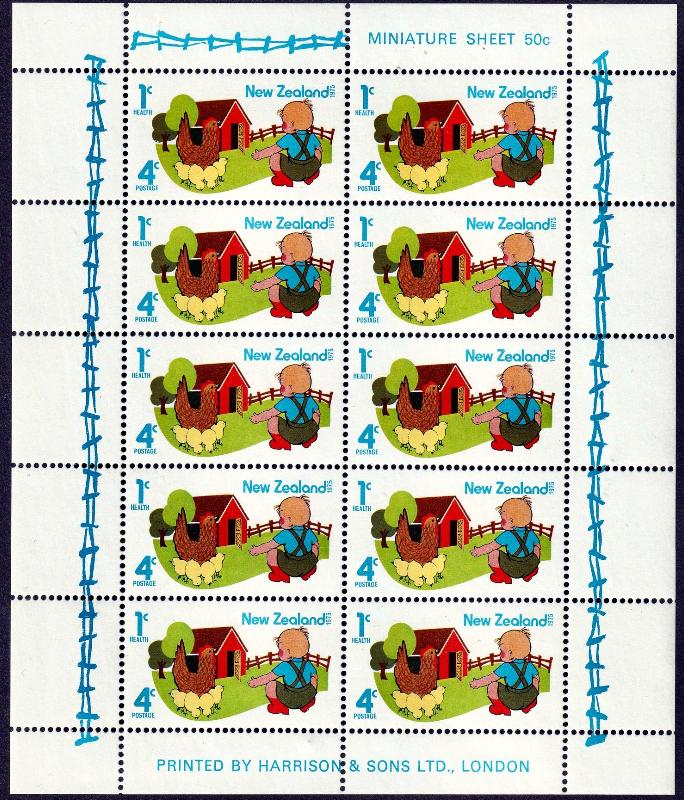 New Zealand Minisheet-Health Stamp 1975, MNH-Sc. B93a, SG. MS1082-Lot 535