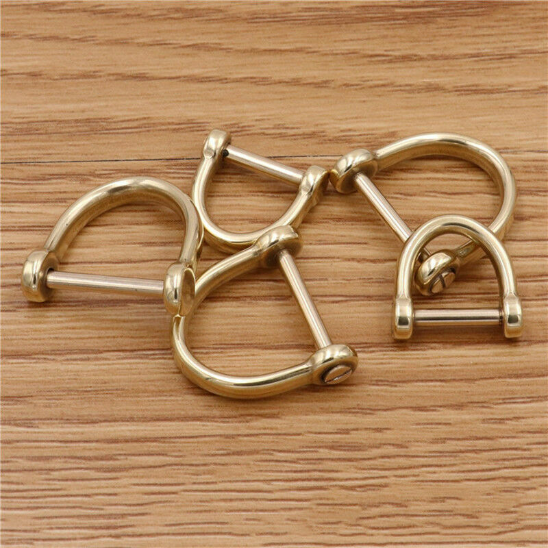 Solid Brass copper forged D shackle Leather pin for screw anchor hook Paracord