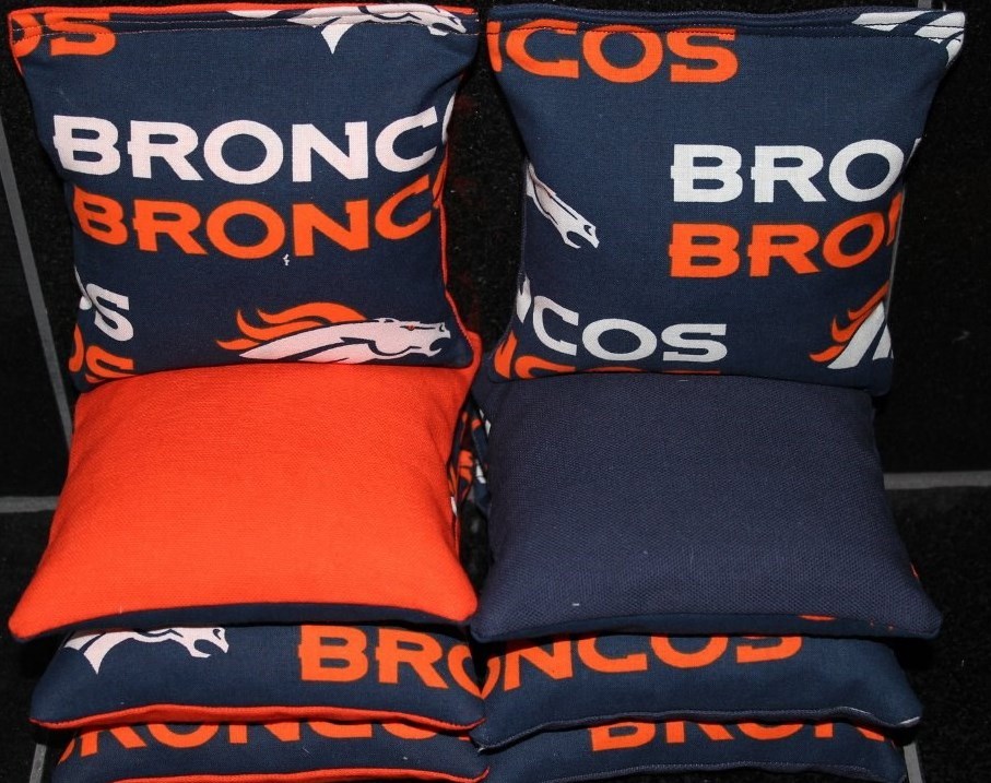 ALL WEATHER Denver Broncos Cornhole Bean Bags Plastic Resin Filled WATERPROOF