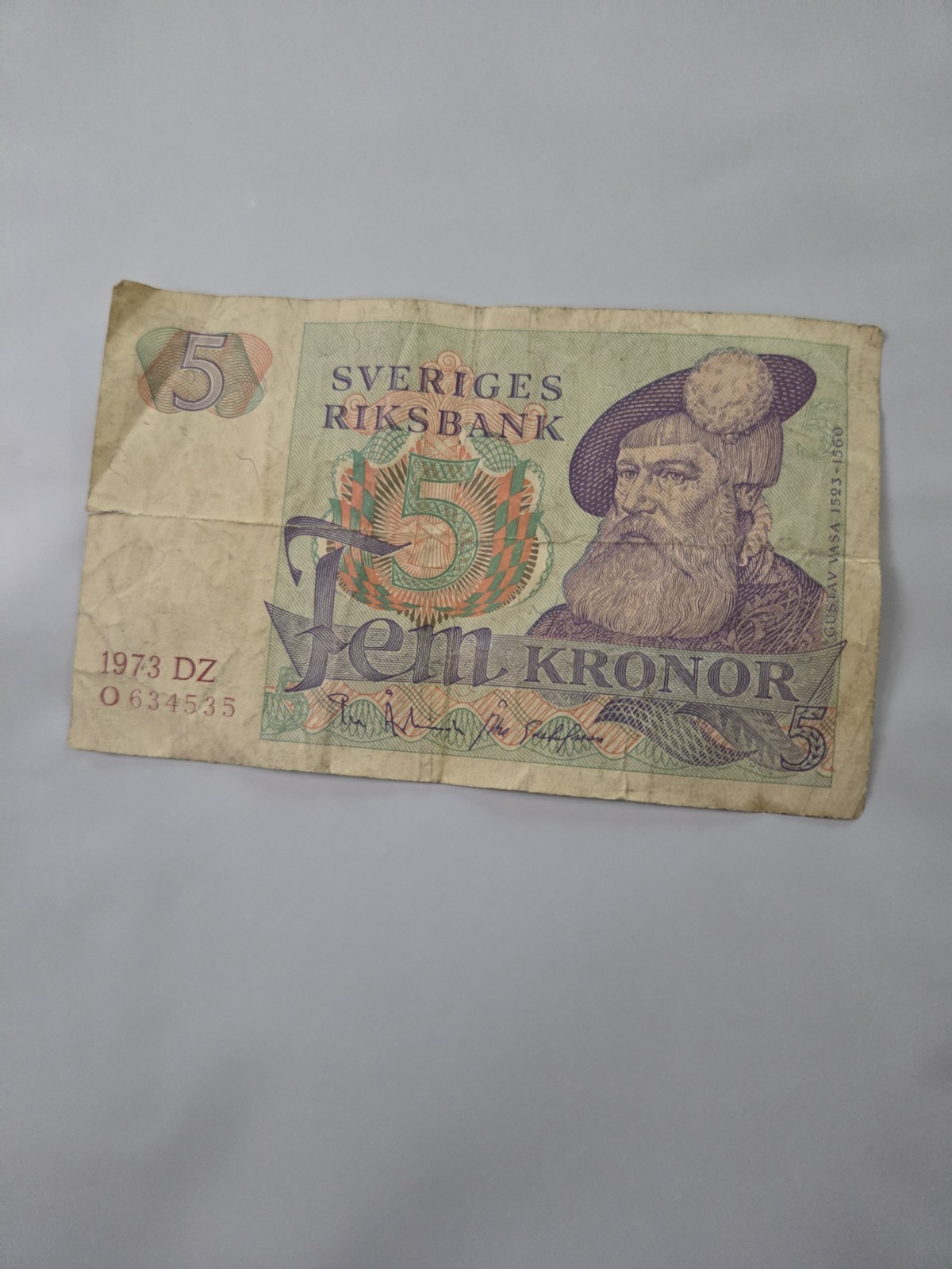 1973 Sweden 5 Kronor Banknote