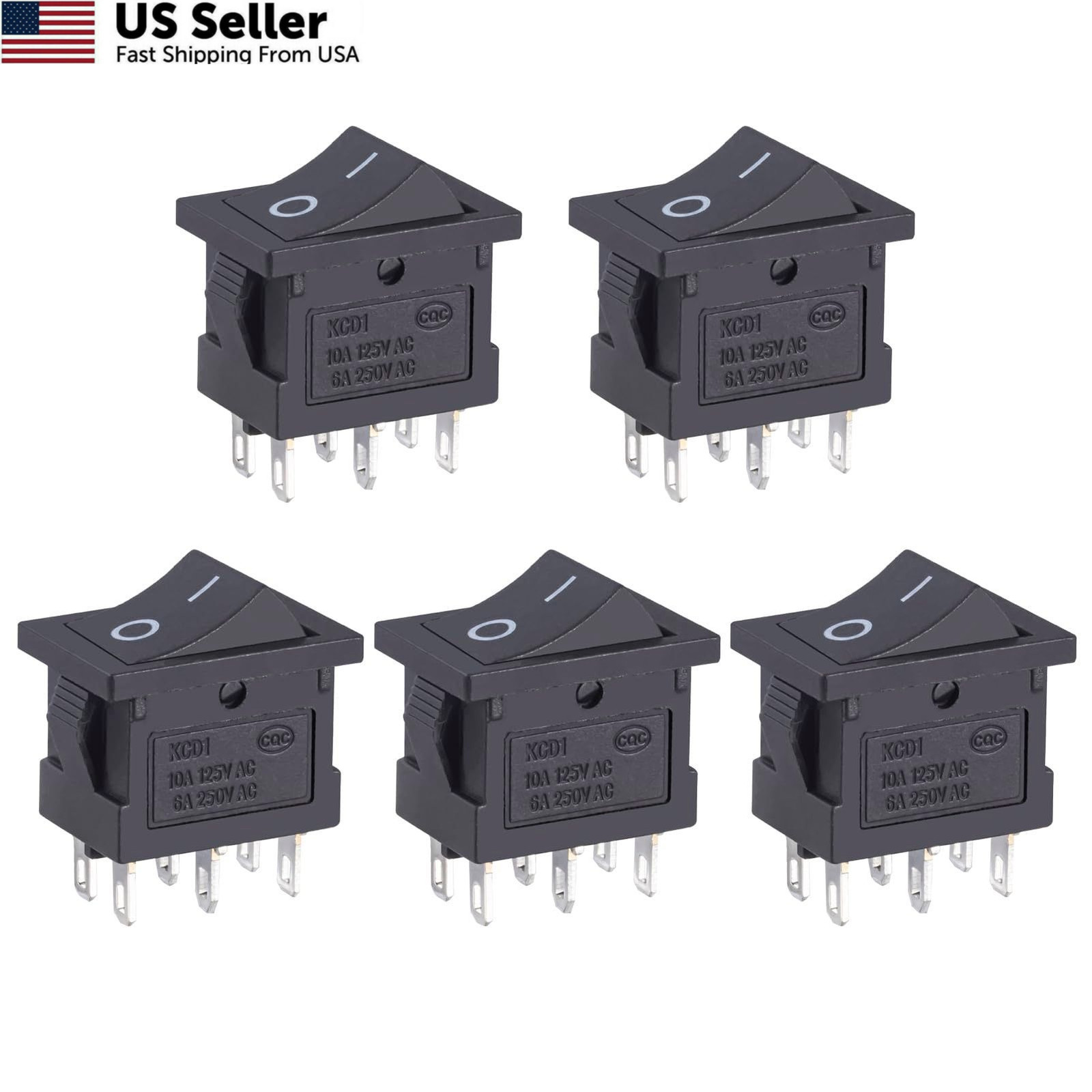 VEXUNGA Mini Rocker Switch On Off 6 Pin 2 Position 10A 125V AC 6A 250V Black...