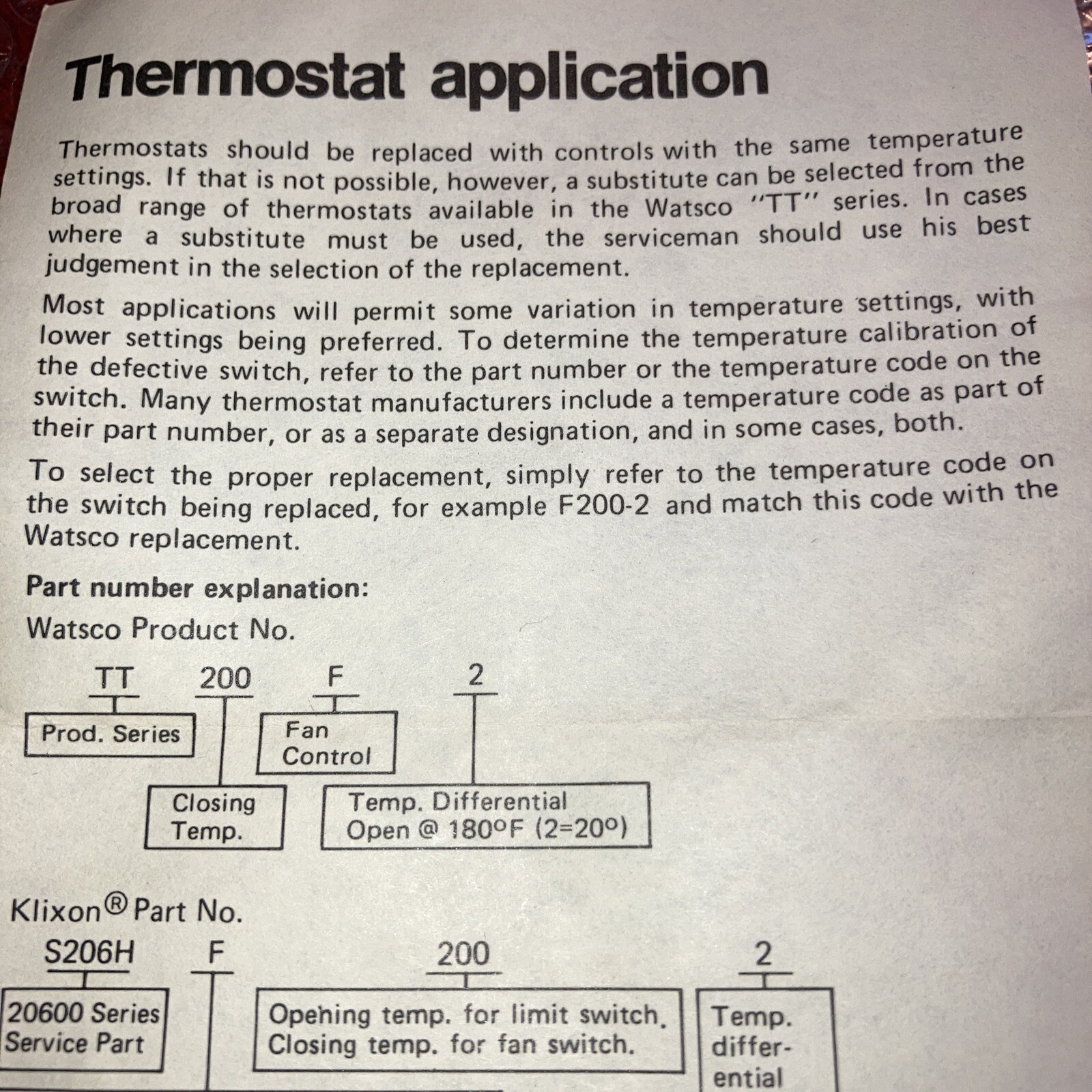 Watsco Refrigeration Defrost Switch TT-55RL Temp Code L55