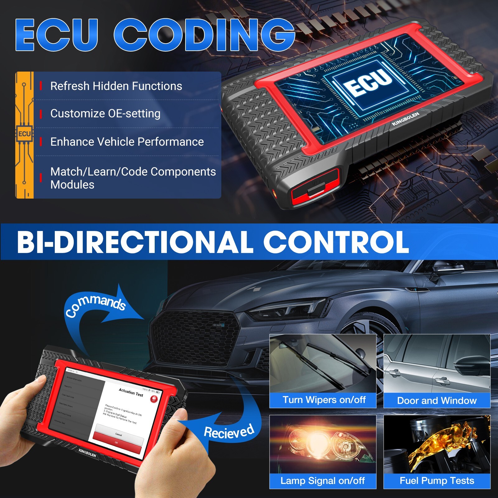 2024 KINGBOLEN K7 Elite OBD2 Scanner All System Diagnostic Tool ECU Key Coding