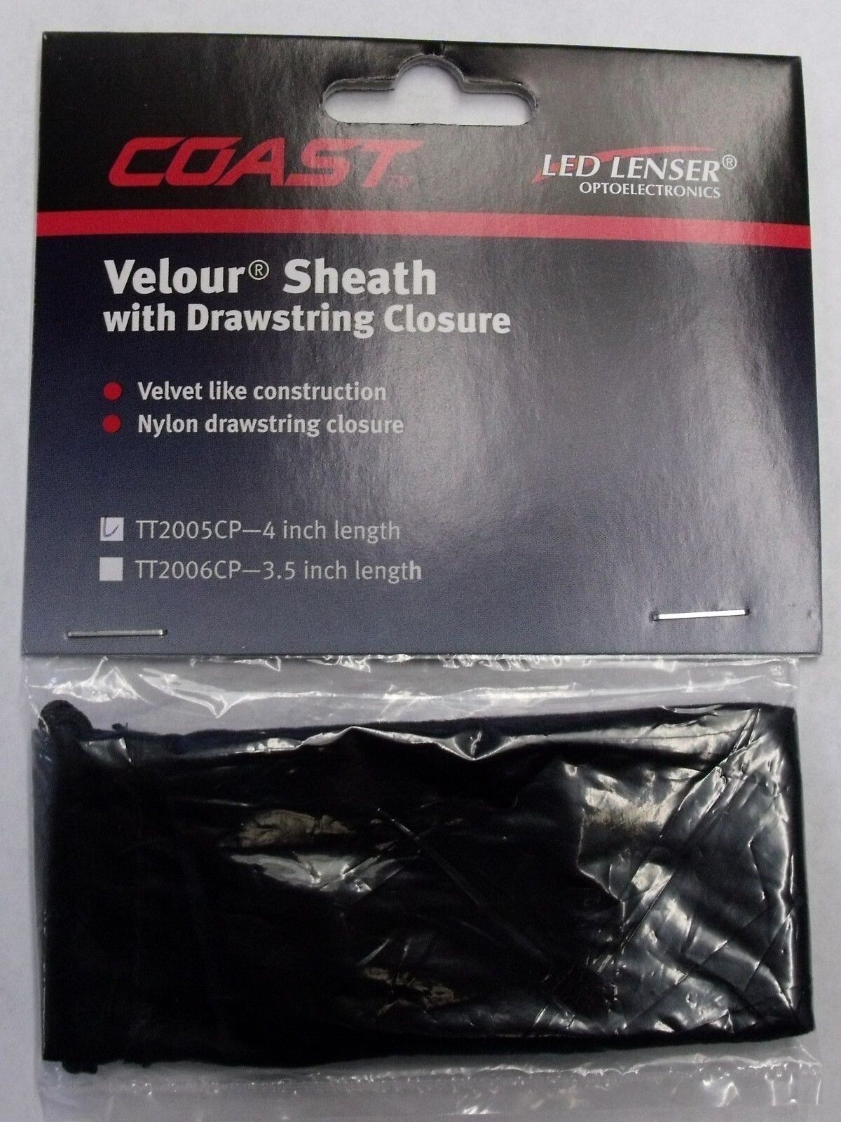 Coast TT2005CP 4" Velour Sheath Pouch W/ Drawstring Closure