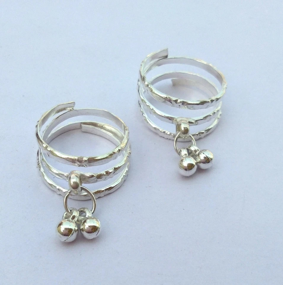 1Pair Indian Bichiya Wedding Silver Toe Ring Beautiful Bridal Women Gift Jewelry