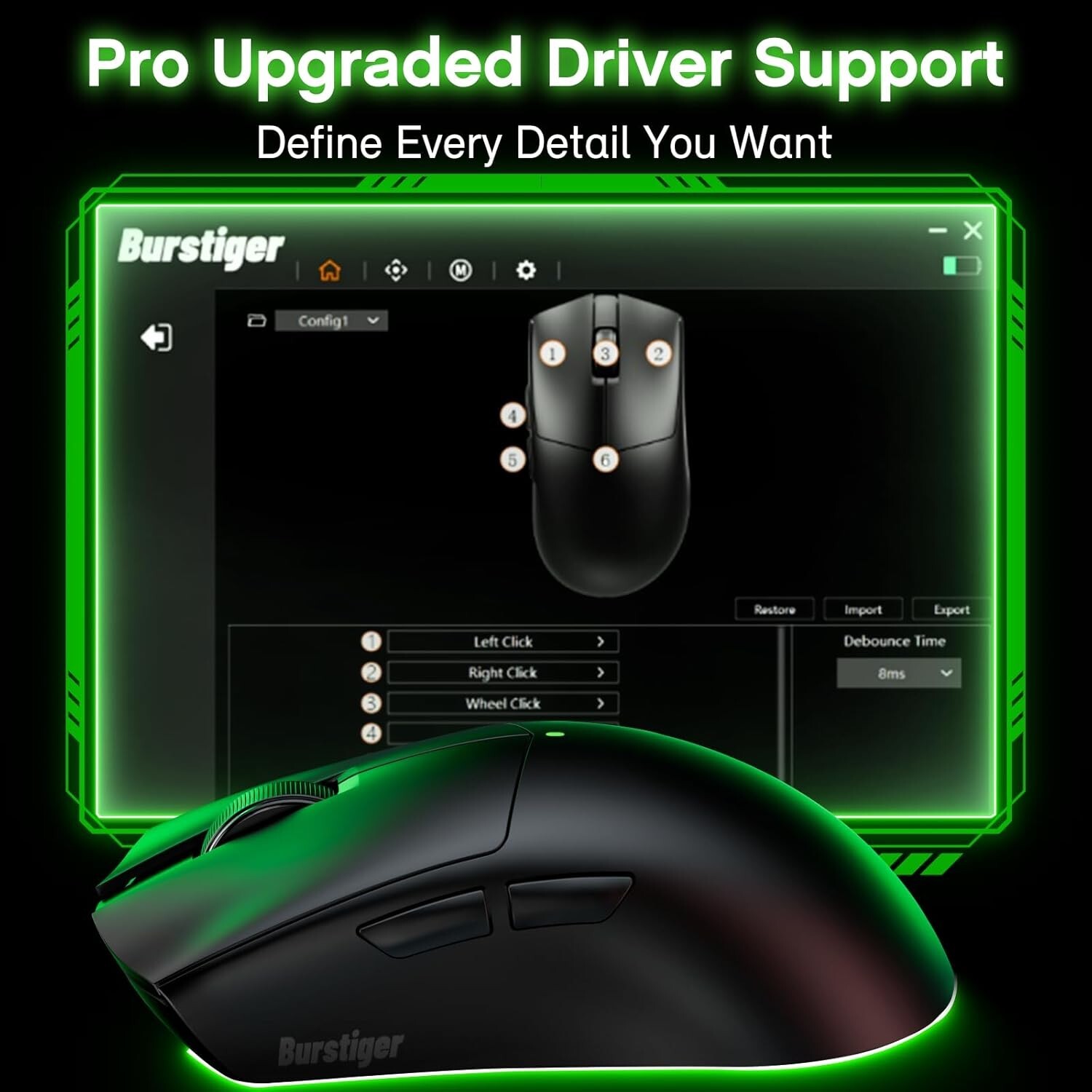 Claw Wireless Gaming Mouse, Ergonomic Mouse, 55g Ultra-Lightweight, 26000 DPI