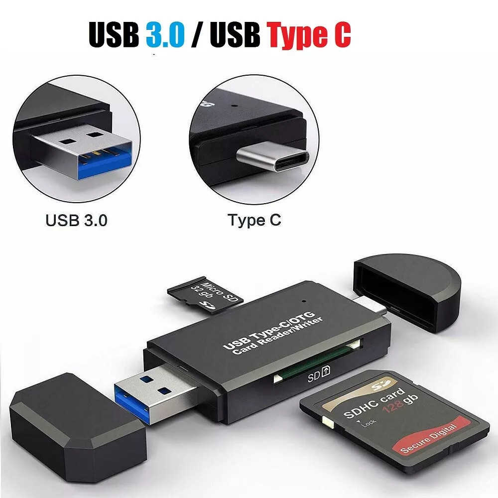Adaptador USB 3.0/USB-C Lector de Tarjetas Memoria Micro SD TF para PC Celulares