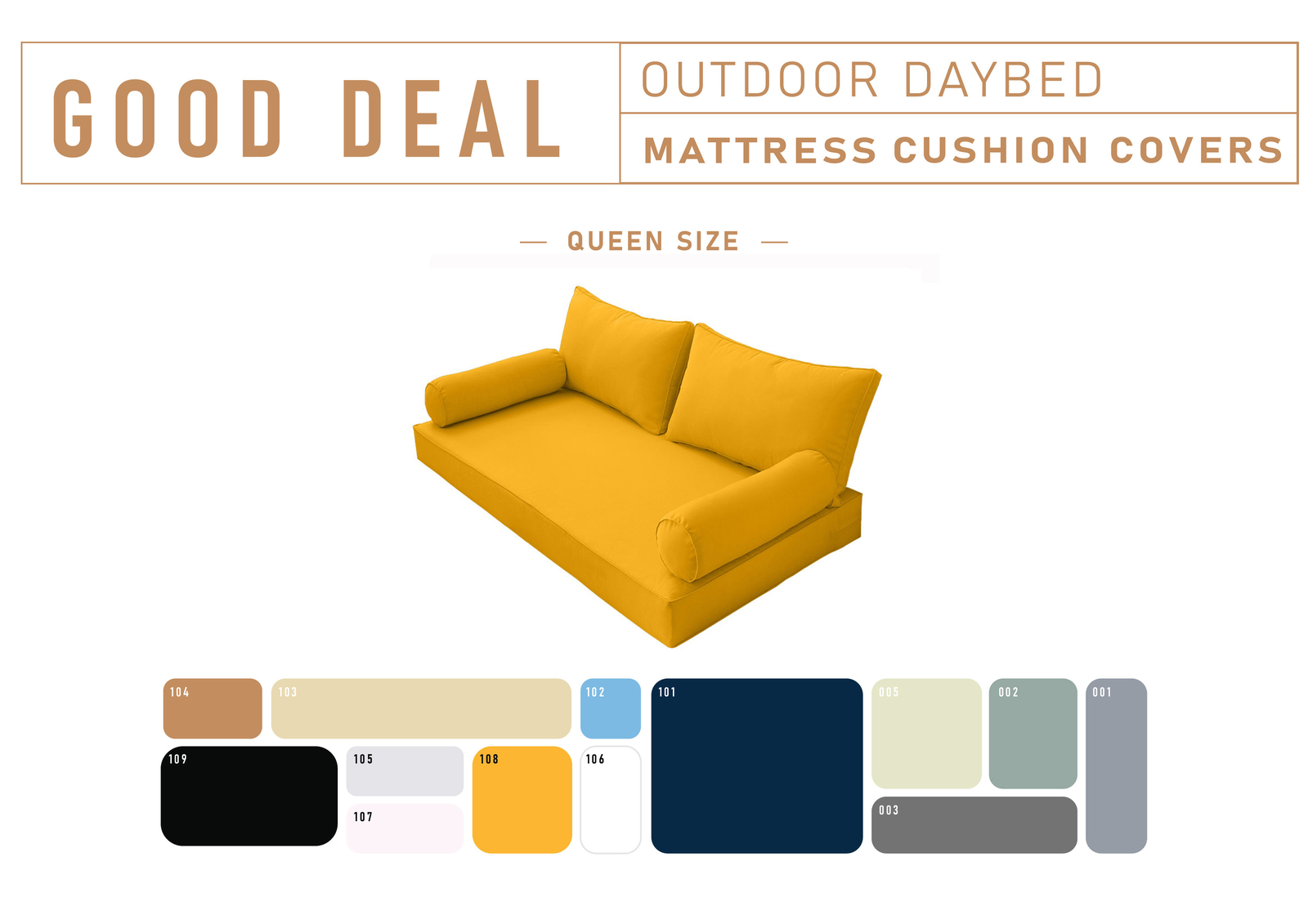 STYLE2 QUEEN SIZE Outdoor Daybed Mattress Bolster Backrest Pillow SLIPCOVER ONLY