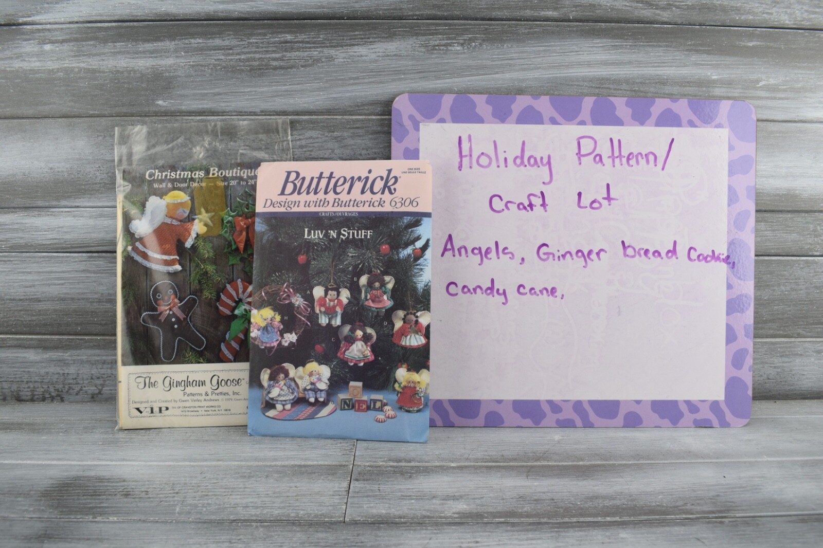 Christmas Holiday Sewing Pattern Craft x 2 Ornaments Wall & Door Decor Uncut