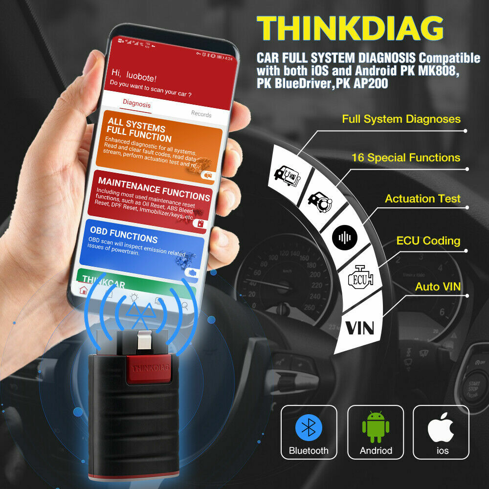THINKDIAG Old Boot OBD2 Scanner Bidirectional Car Diagnostic Tool ECU KEY Coding