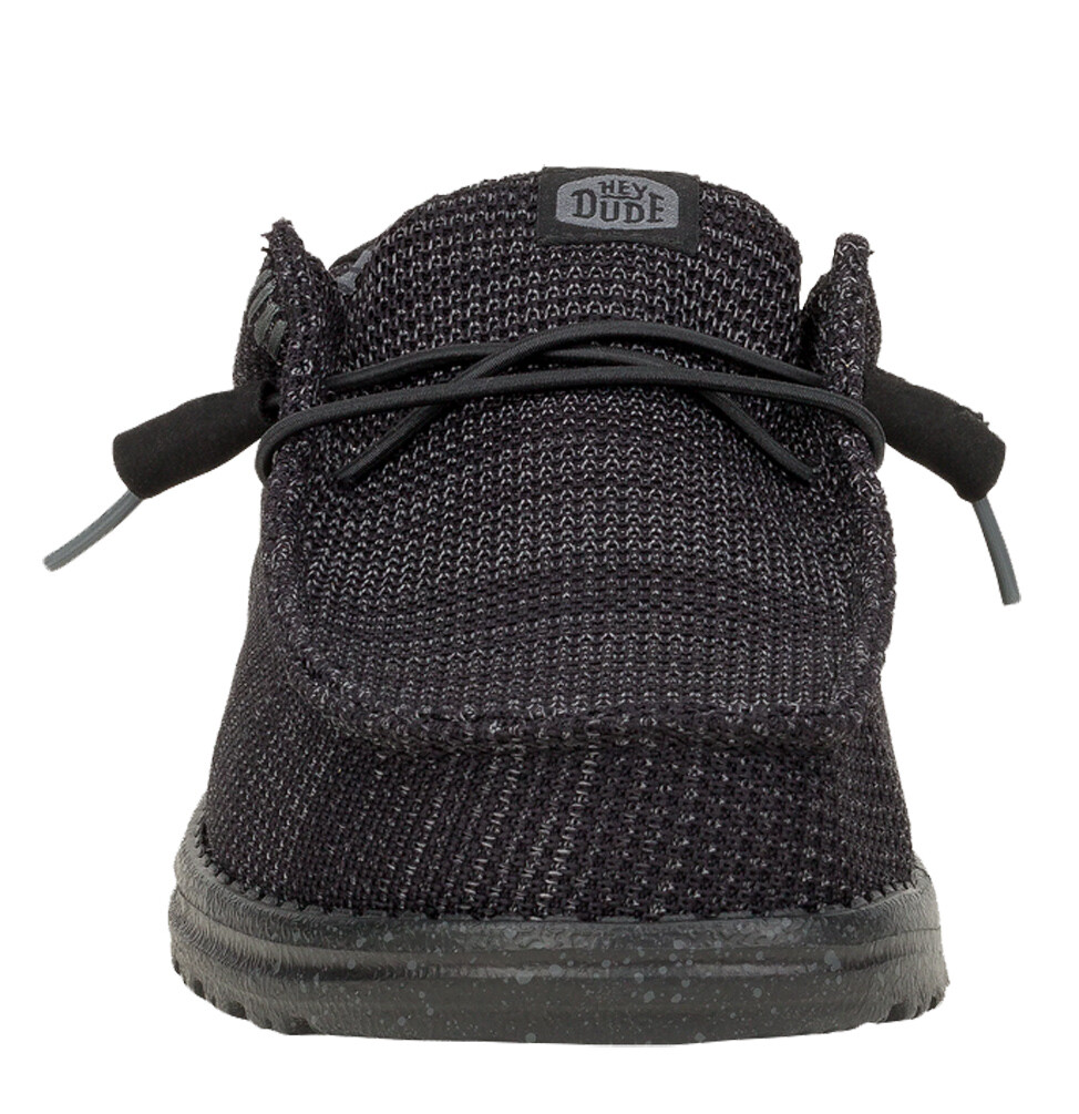Hey Dude Wally Stretch Mesh Canvas Black Men's Loafer Shoes