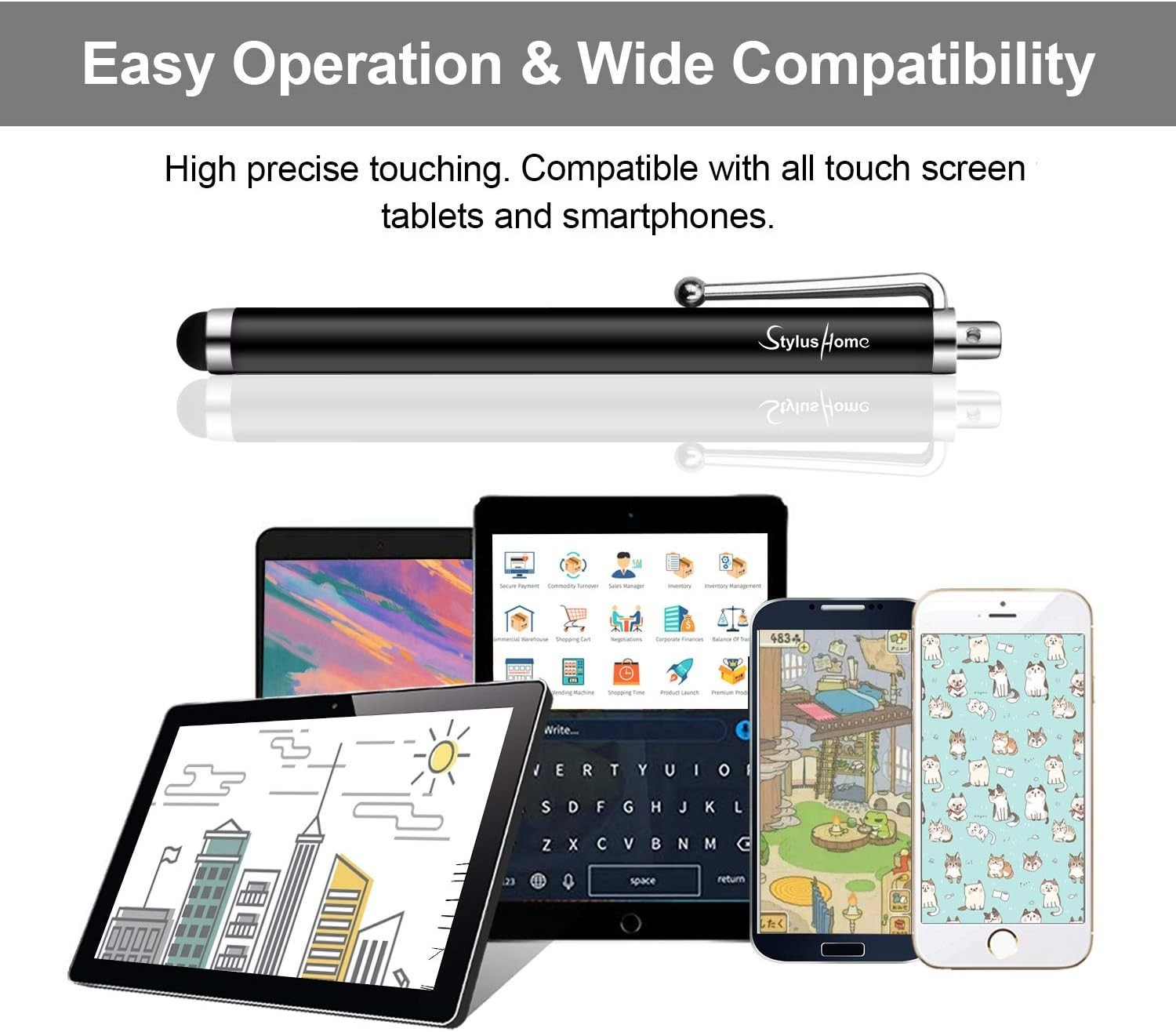 Stylus Pens for Touch Screens - 10 Pack Multi-colored Rubber