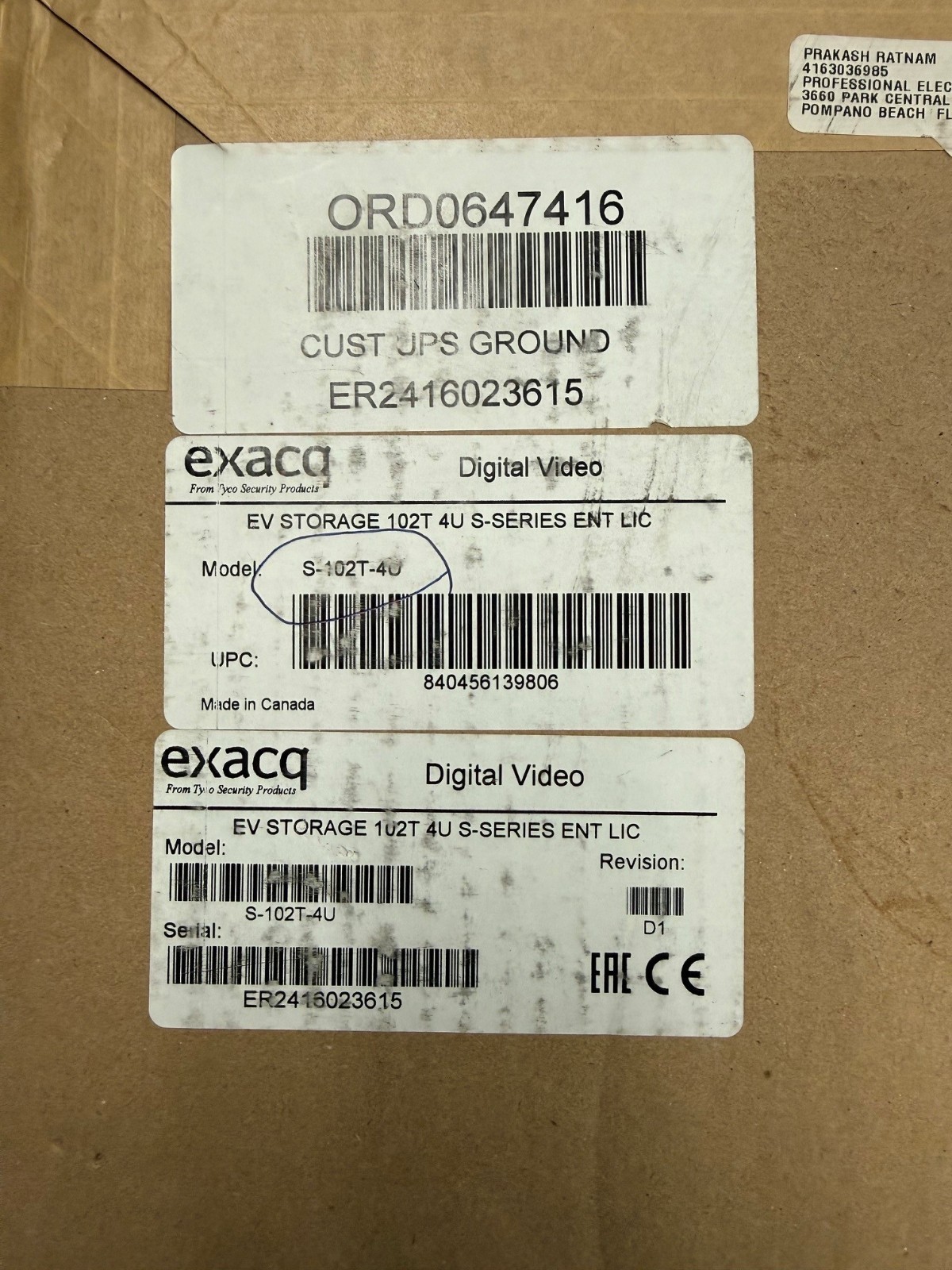 Exacq EV storage 102T 4U s-series S-102-4U