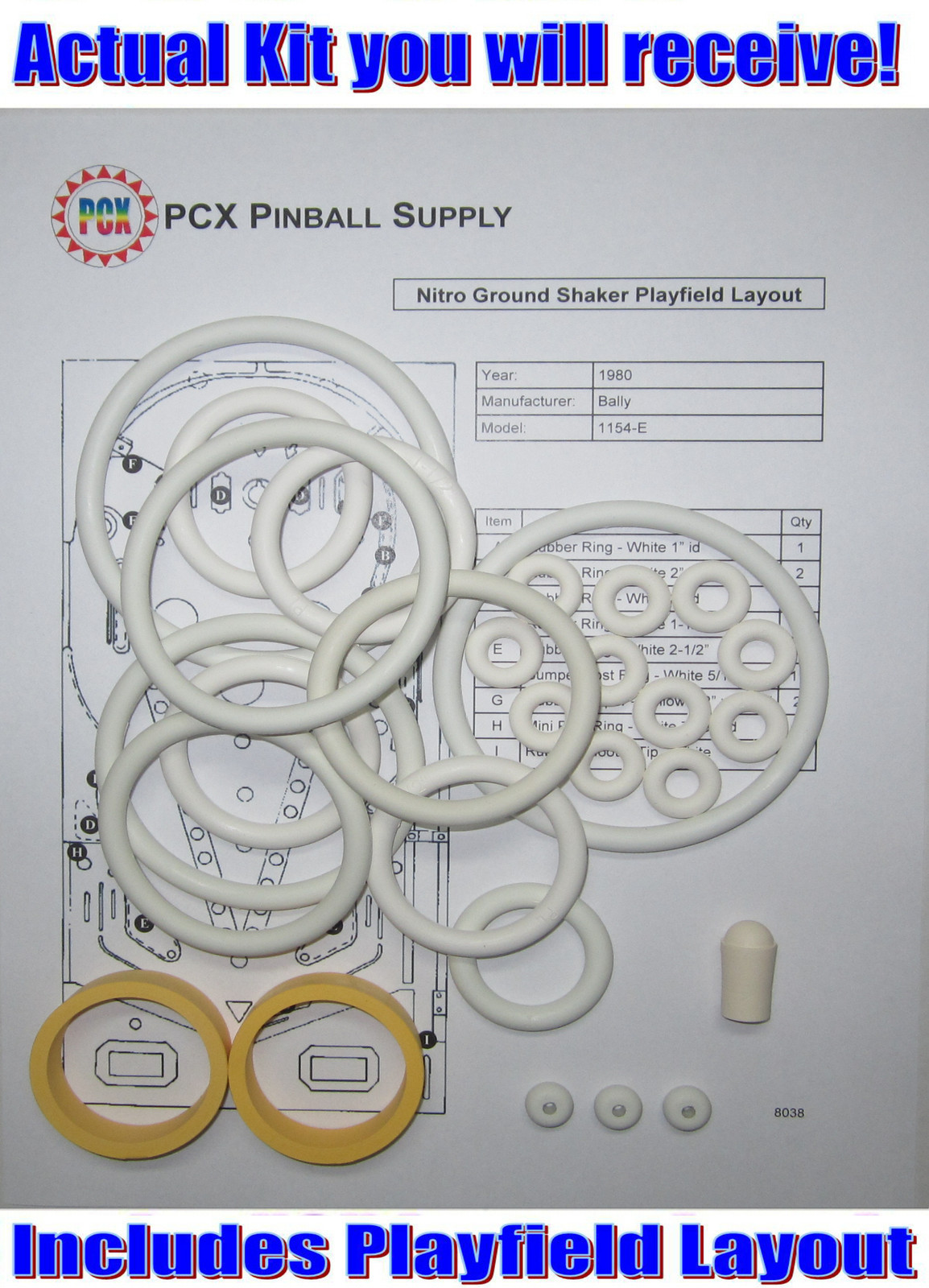 1980 Bally Nitro Ground Shaker Pinball Rubber Ring Kit