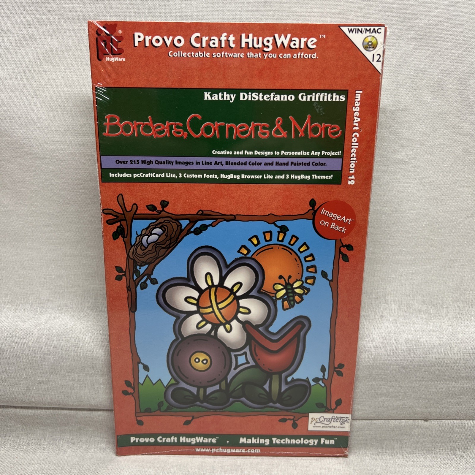 HUGWARE BORDERS CORNERS & MORE 3 Fonts 150 images Phrases Scrapbook Crafts CD 12