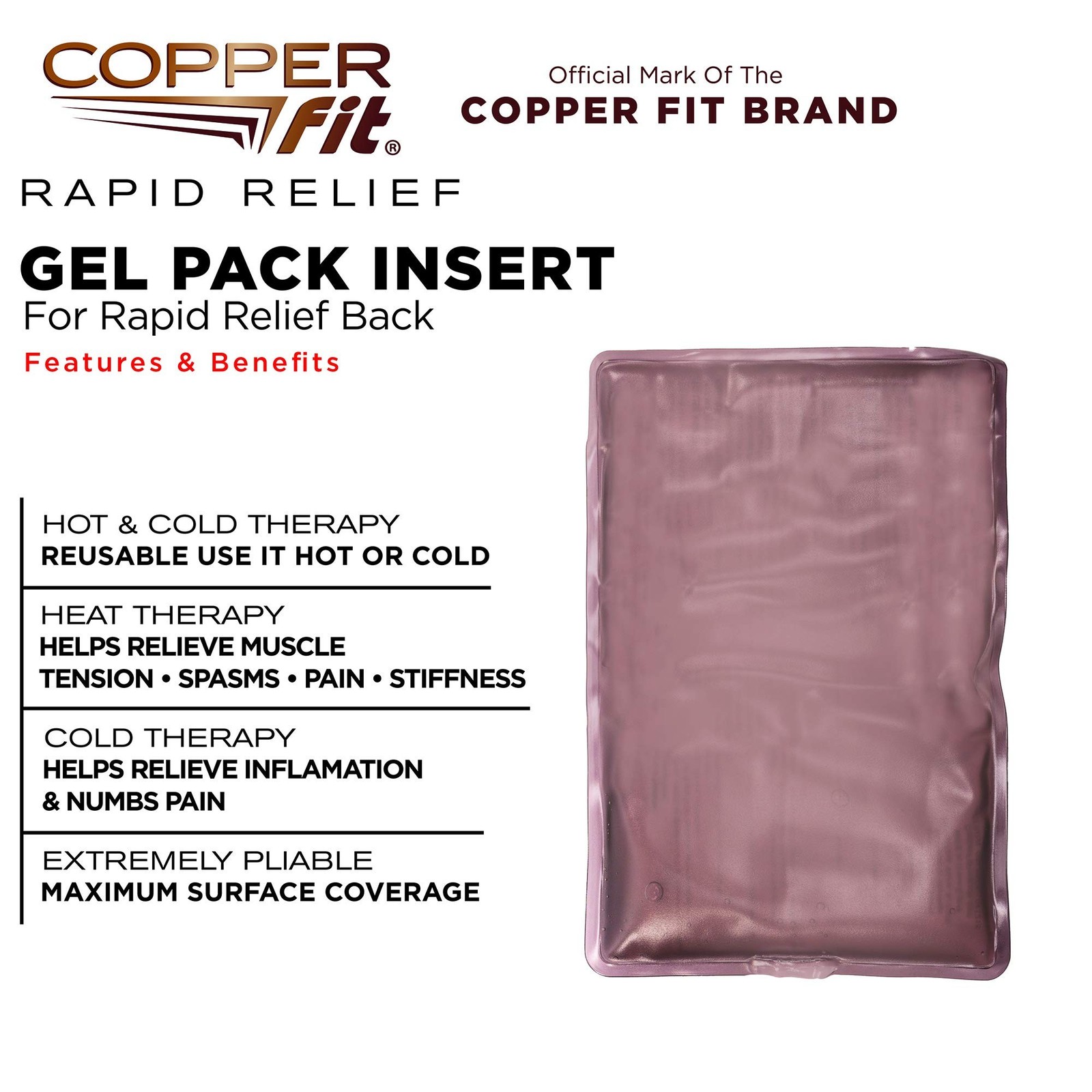 Copper Fit Rapid Relief Hot/Cold Replacement Insert for Back Support Brace