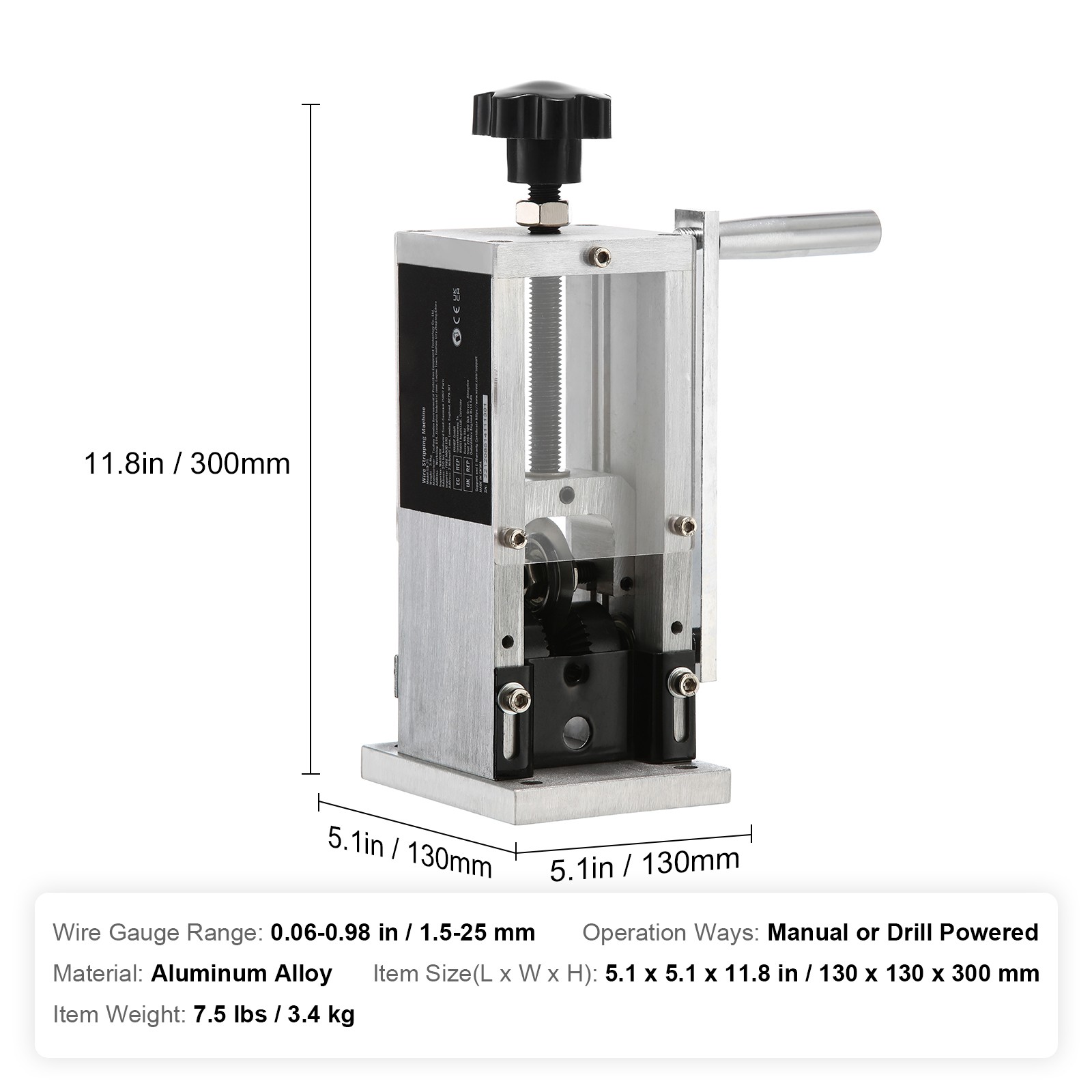 Uimoso Manual Wire Stripping Machine Portable Cable Stripper 0.06''-1.18''Visual