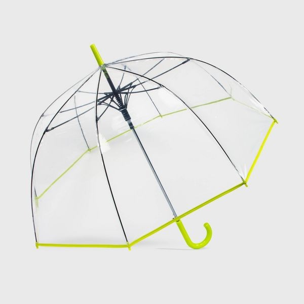 Bubble Umbrella - Clear Aloe: Manual Solid Design, Plastic Handle, 52" Span