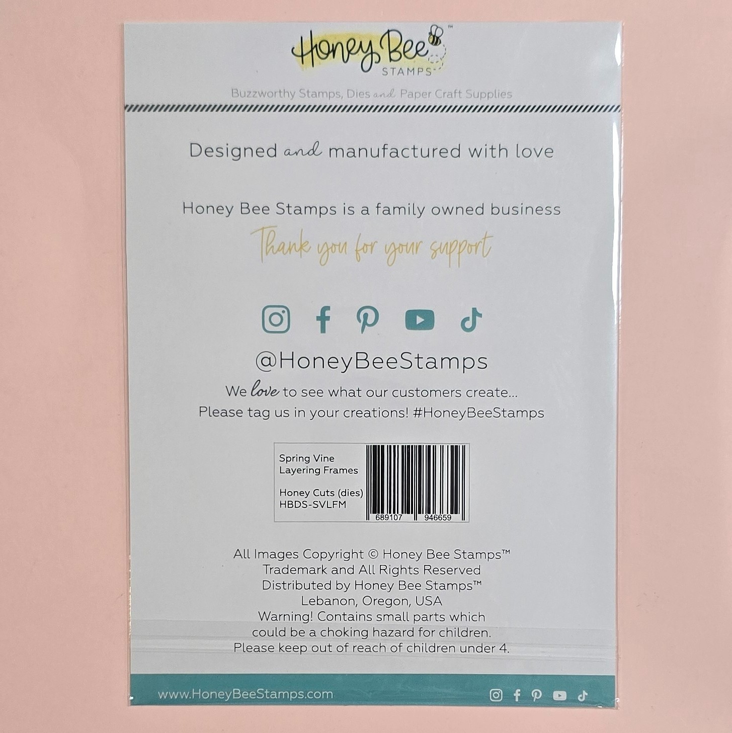 Honey Bee Stamps SPRING VINE LAYERING FRAME Die Set w/Storage Envelope - NEW