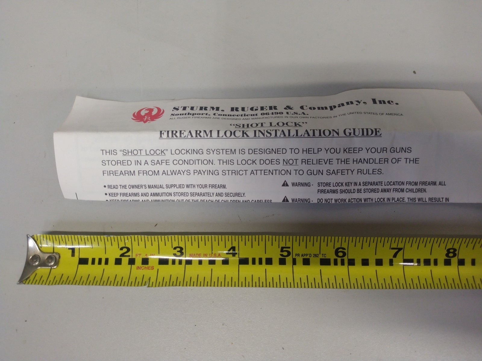 Sturm, Ruger "Shot Lock" Firearm Lock & Keys