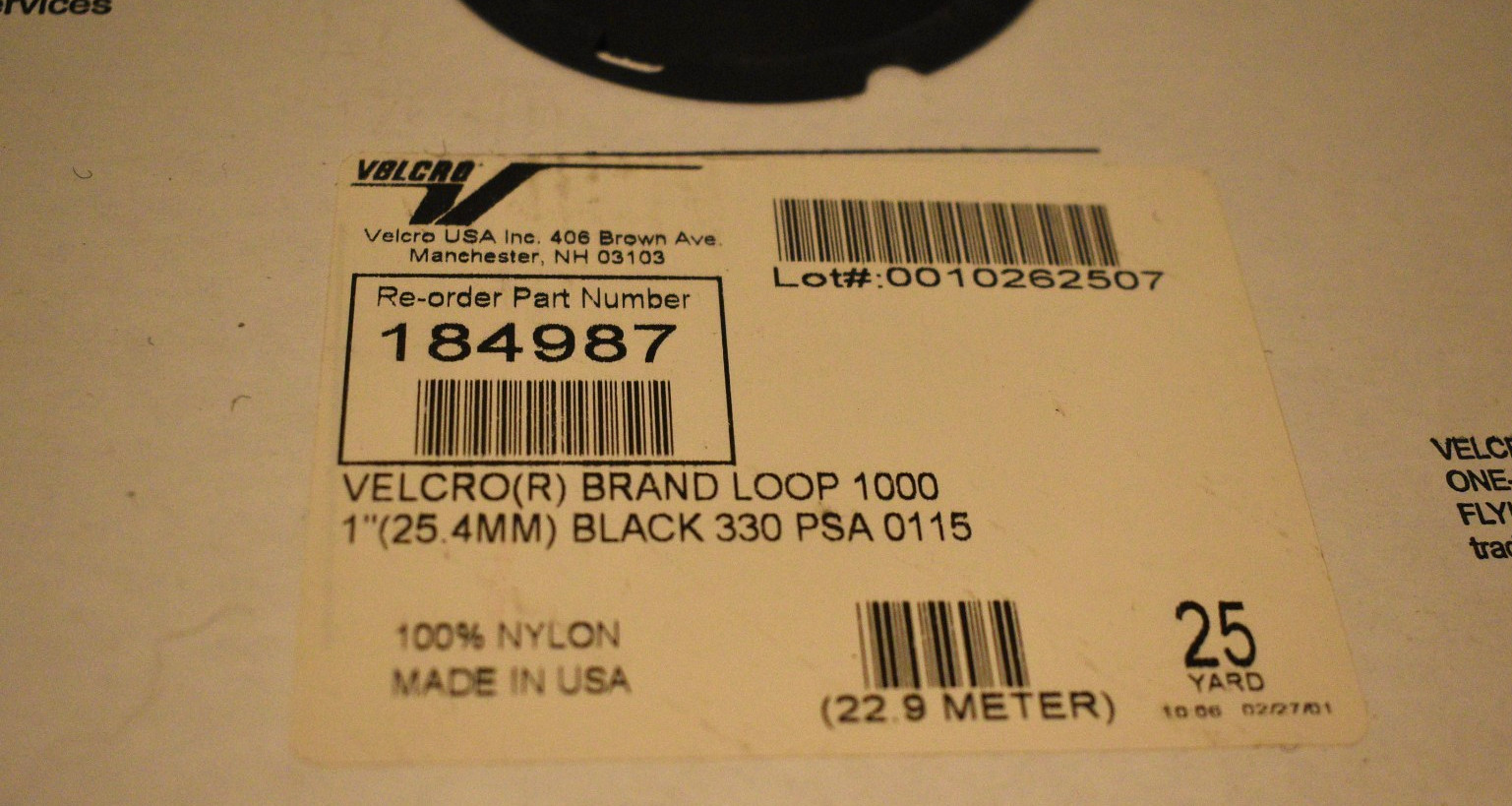 VELCRO Brand Black Adhesive Hook & Loop Rolls - 1" x 25 Yards