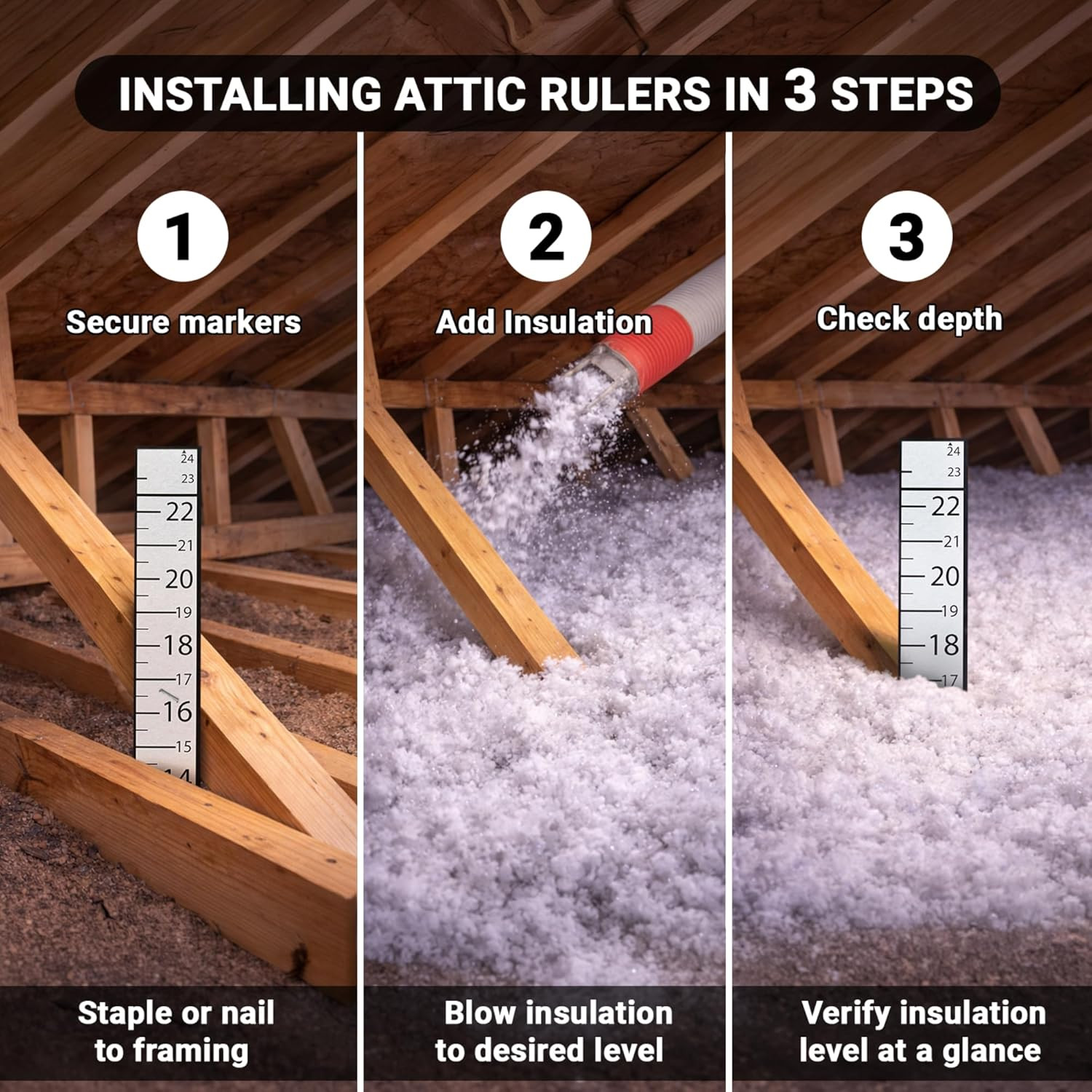 Aimee’S Workshop Attic Anchor - Insulation Ruler Depth Markers for Blown-In Insu