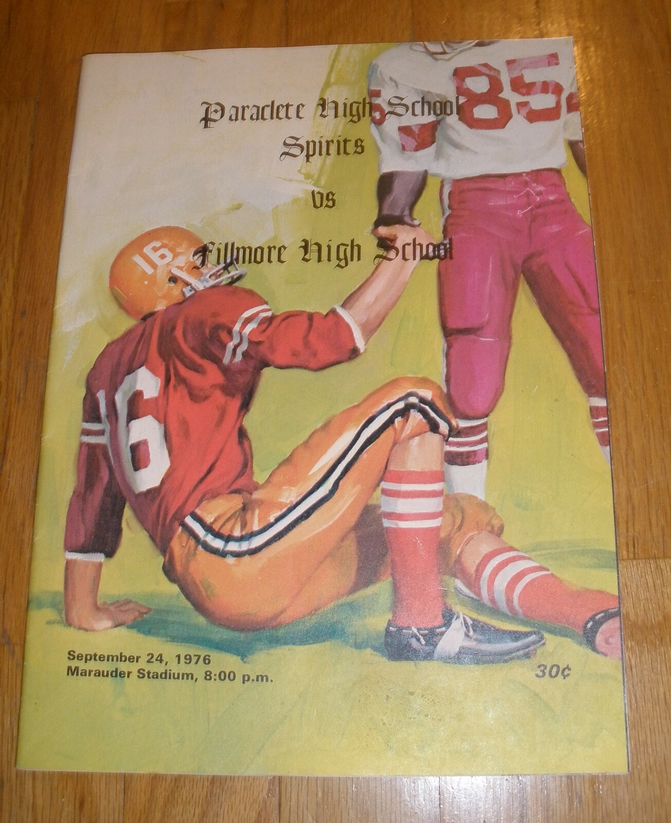 PARACLETE SPIRITS High School California Vintage Football Program Fillmore 1976