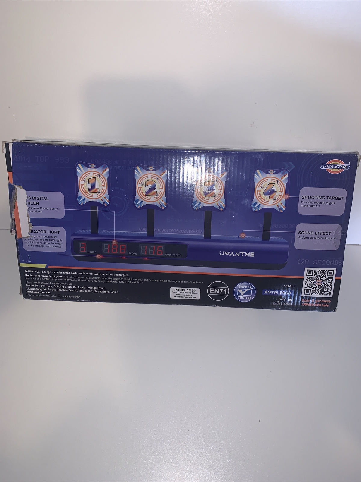 UWANTME Electronic Shooting Target Scoring Auto Reset Digital Large Open Box