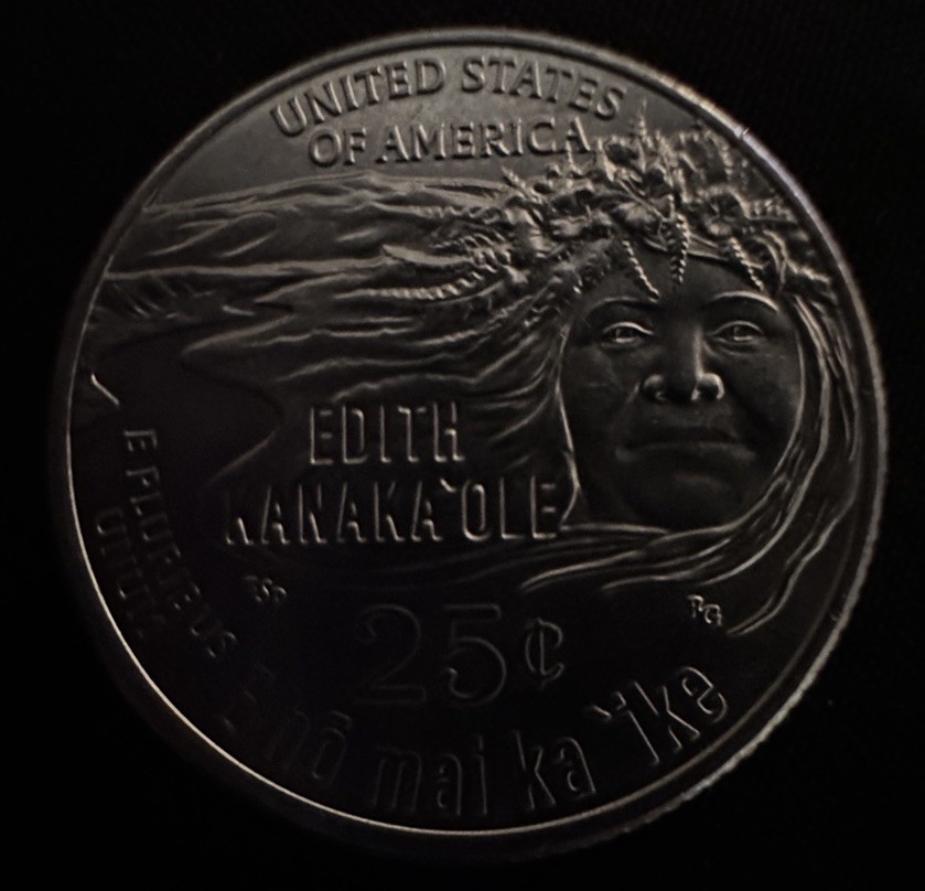 2023 D Edith Kanakaole Quarter With Error “IN COD WE TRUST” With Flower Error