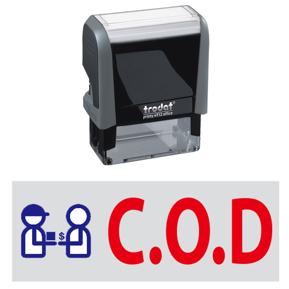 C.O.D. w. Pic. - Trodat 4912 Self-inking Stock Stamp (2-Color Red / Blue Ink)