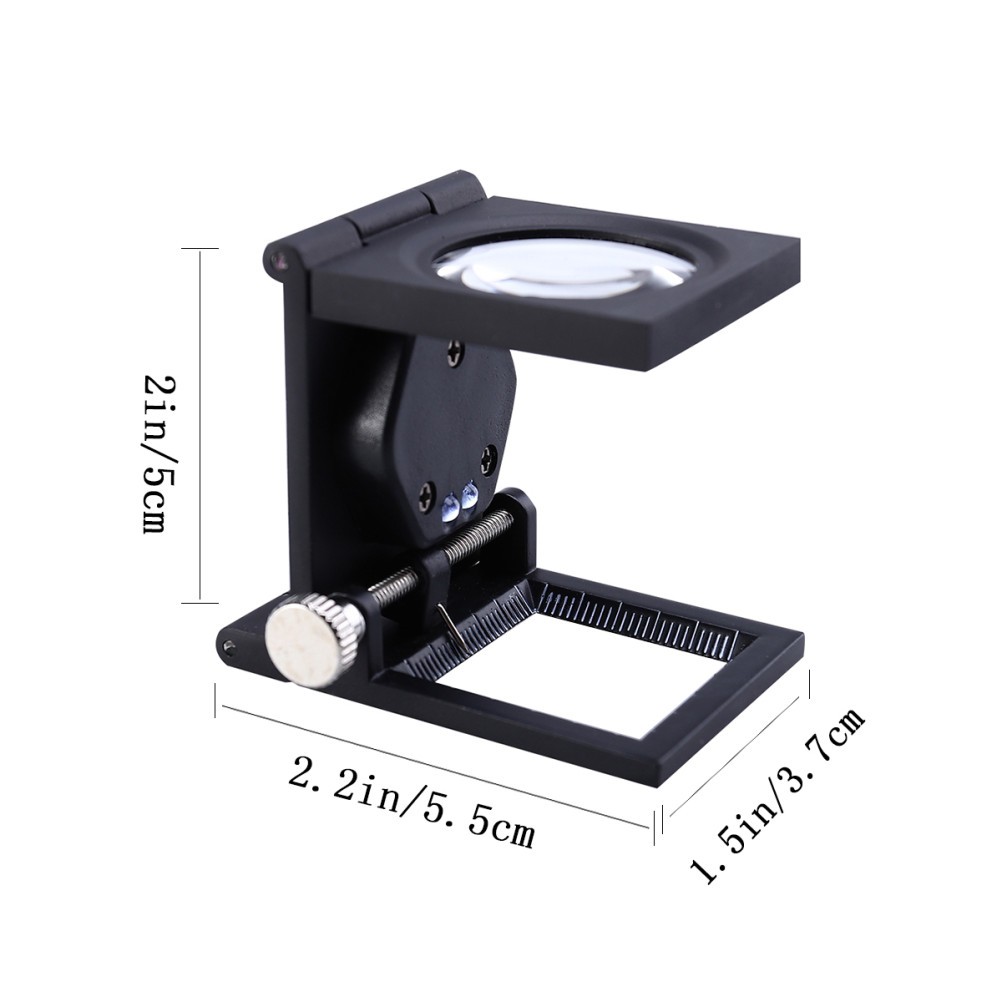 Portable Three Folding Desktop 8X Magnifier Glass Stand with Led Lights Scale