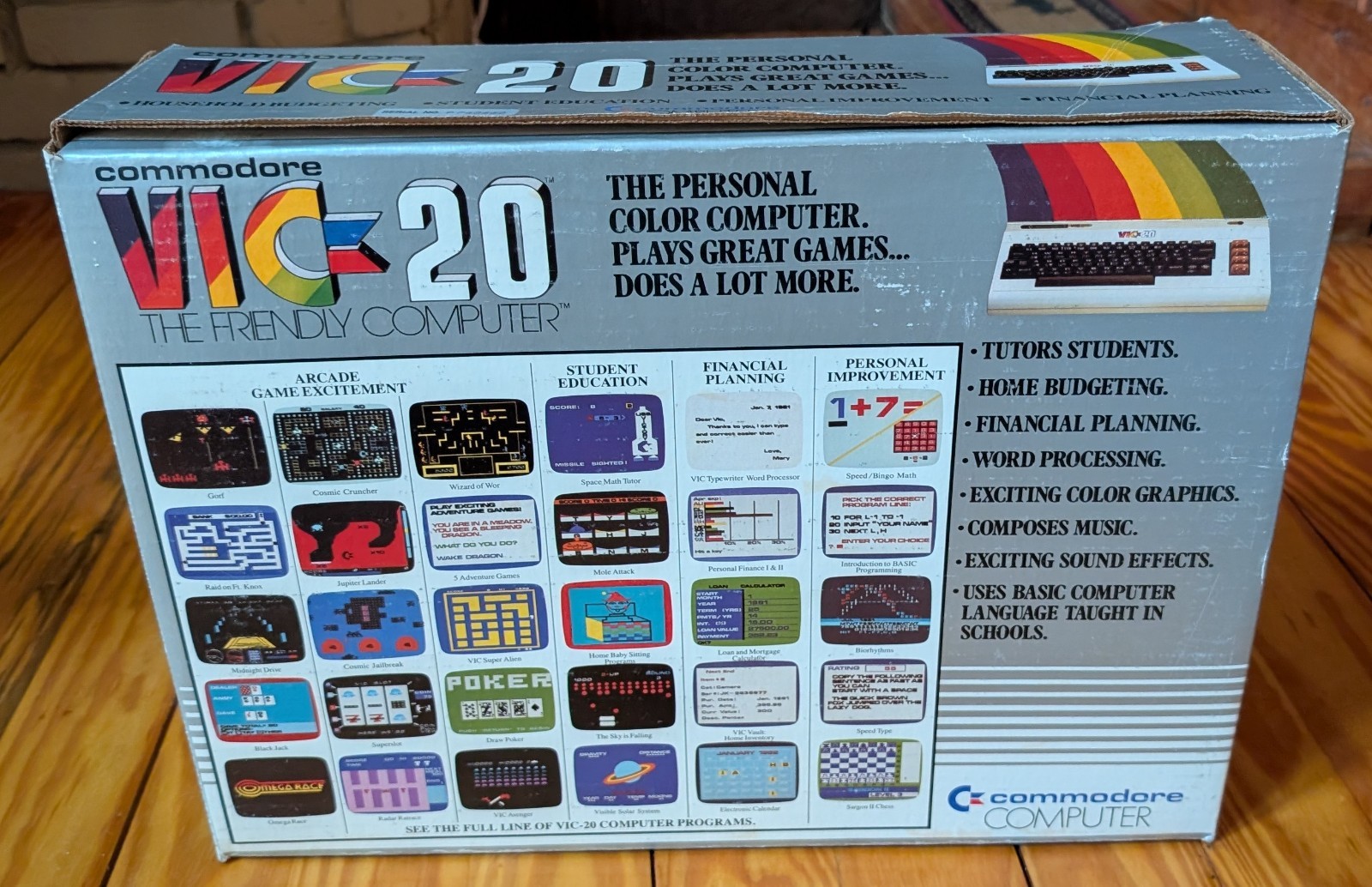 Commodore VIC-20 Computer In Box, Powercords, Manual, Dustcover, & All Inserts