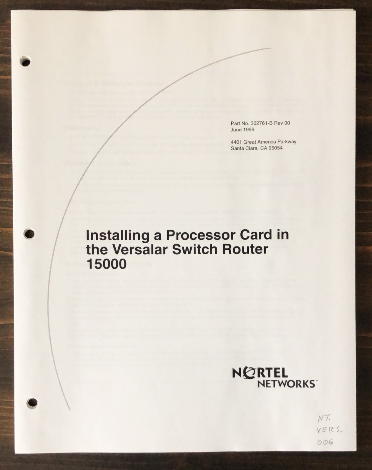 Nortel Networks - Installing A Processor Card - Versalar Switch Router 15000