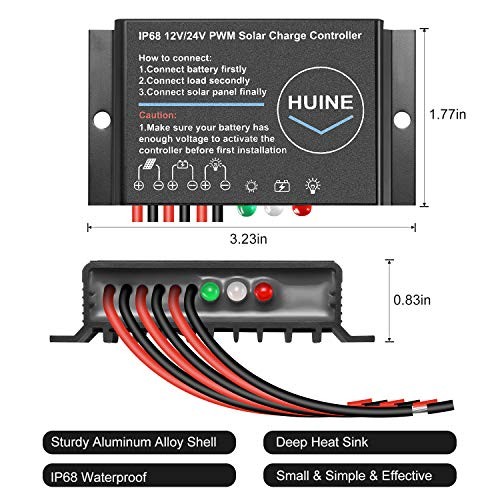 20A 12V 24V Auto IP68 Waterproof PWM Solar Charge Controller Solar Panel